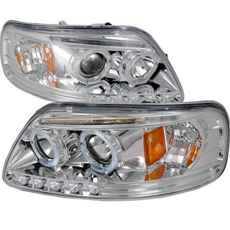Overtime Halo LED Projector Headlights for 97 to 03 Ford F150, 9 x 20 x 22 in. - Chrome OV18288